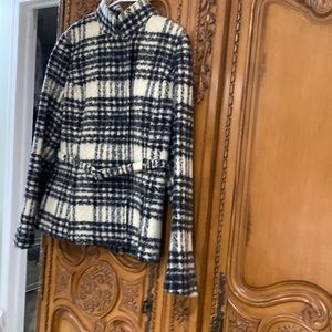 Banana Republic Black and Cream Checkered Blazer